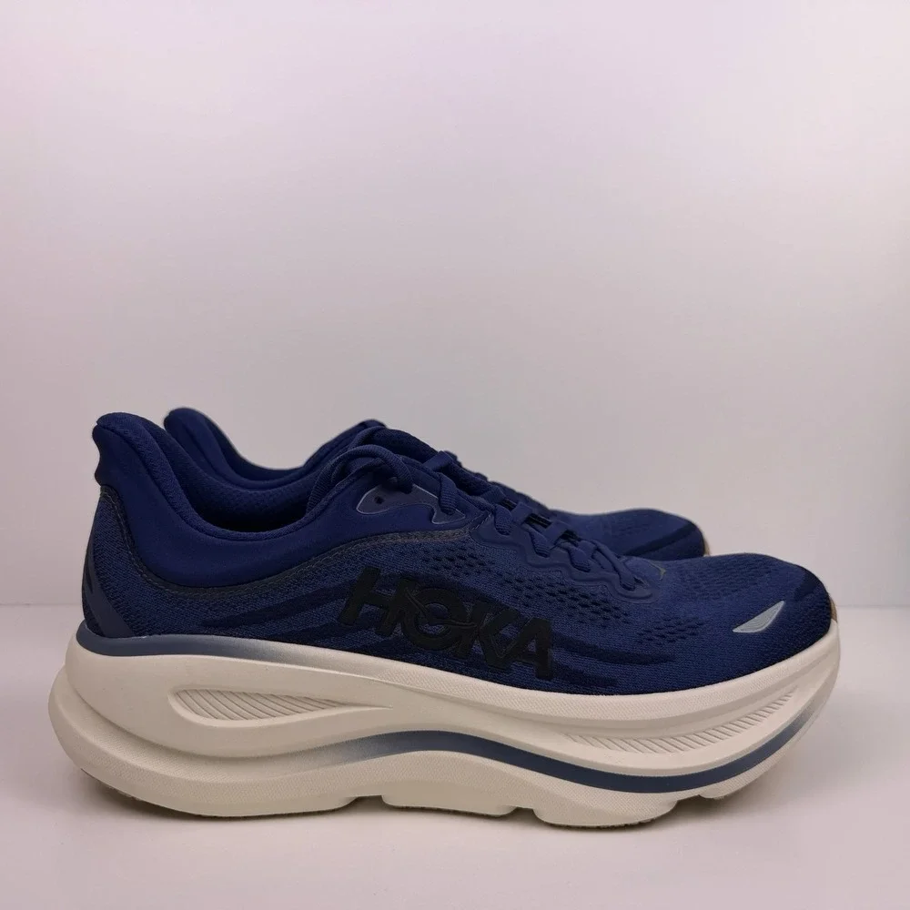 Hoka One One Bondi 9 Running Shoe Men Sz 10 Blue/White 1162011 MVR Sample